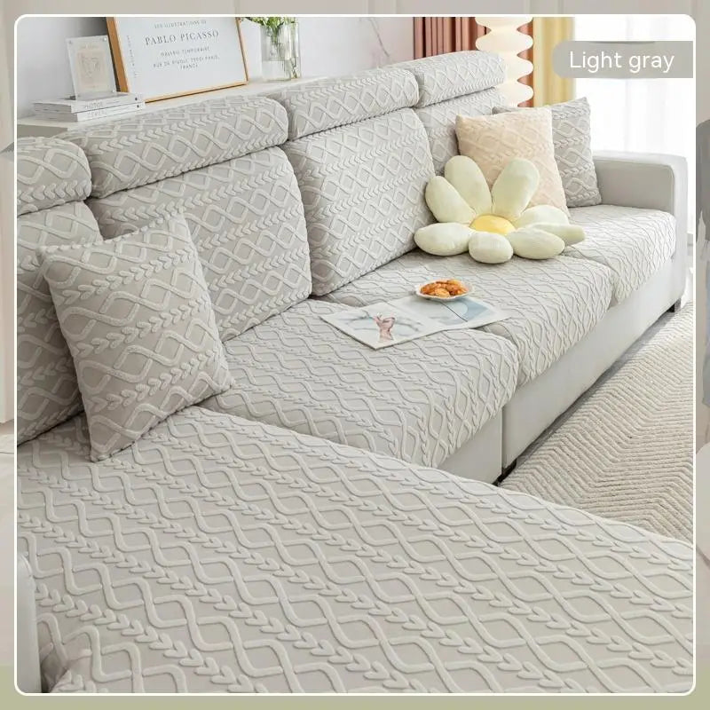 Housse Assise Canapé Velvet JACQUA Qingbo Light Gray-M 65to85x85to135x5to20cm