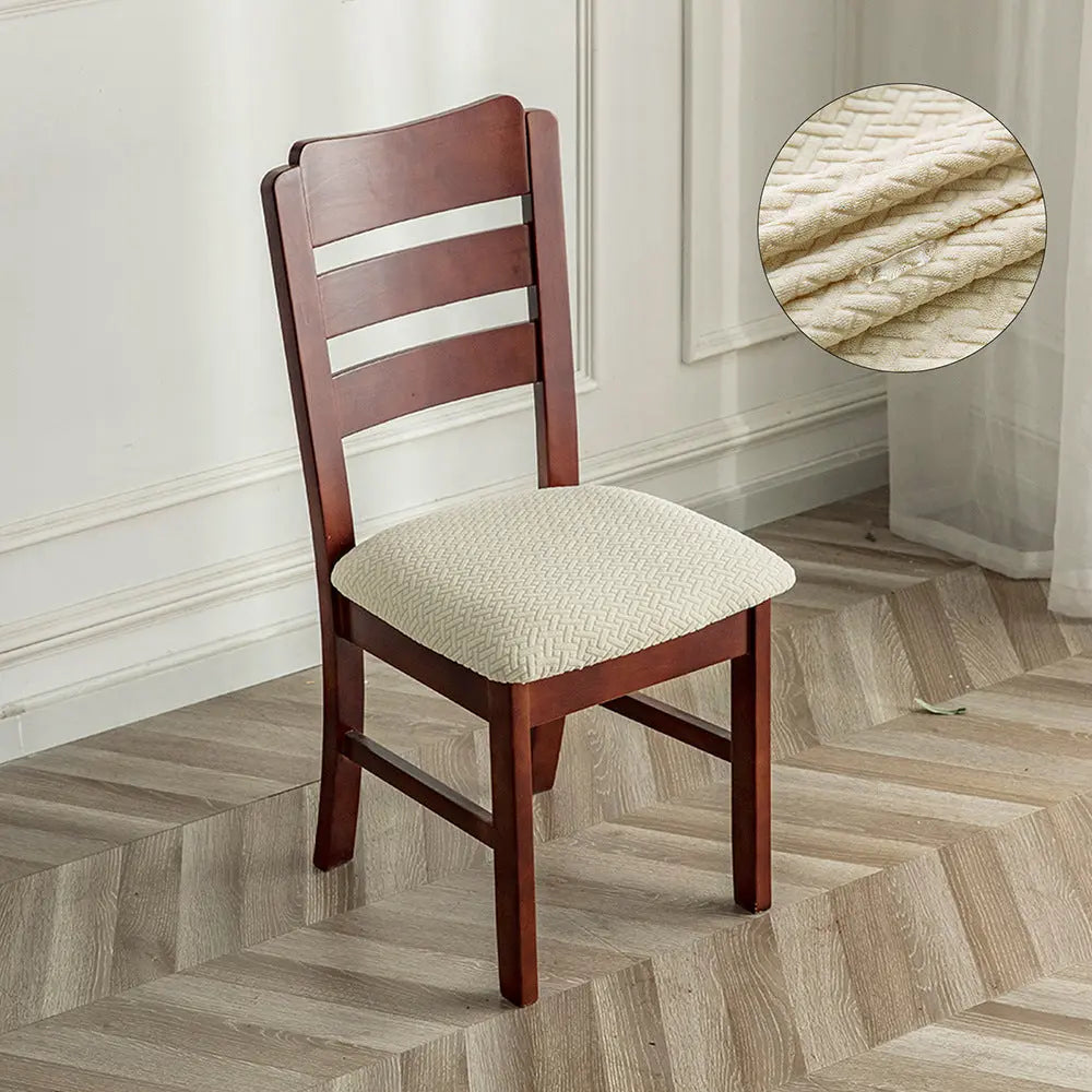 Housse Assise Chaise Velours Antidérapante VELINA Beige-48x48x8cm