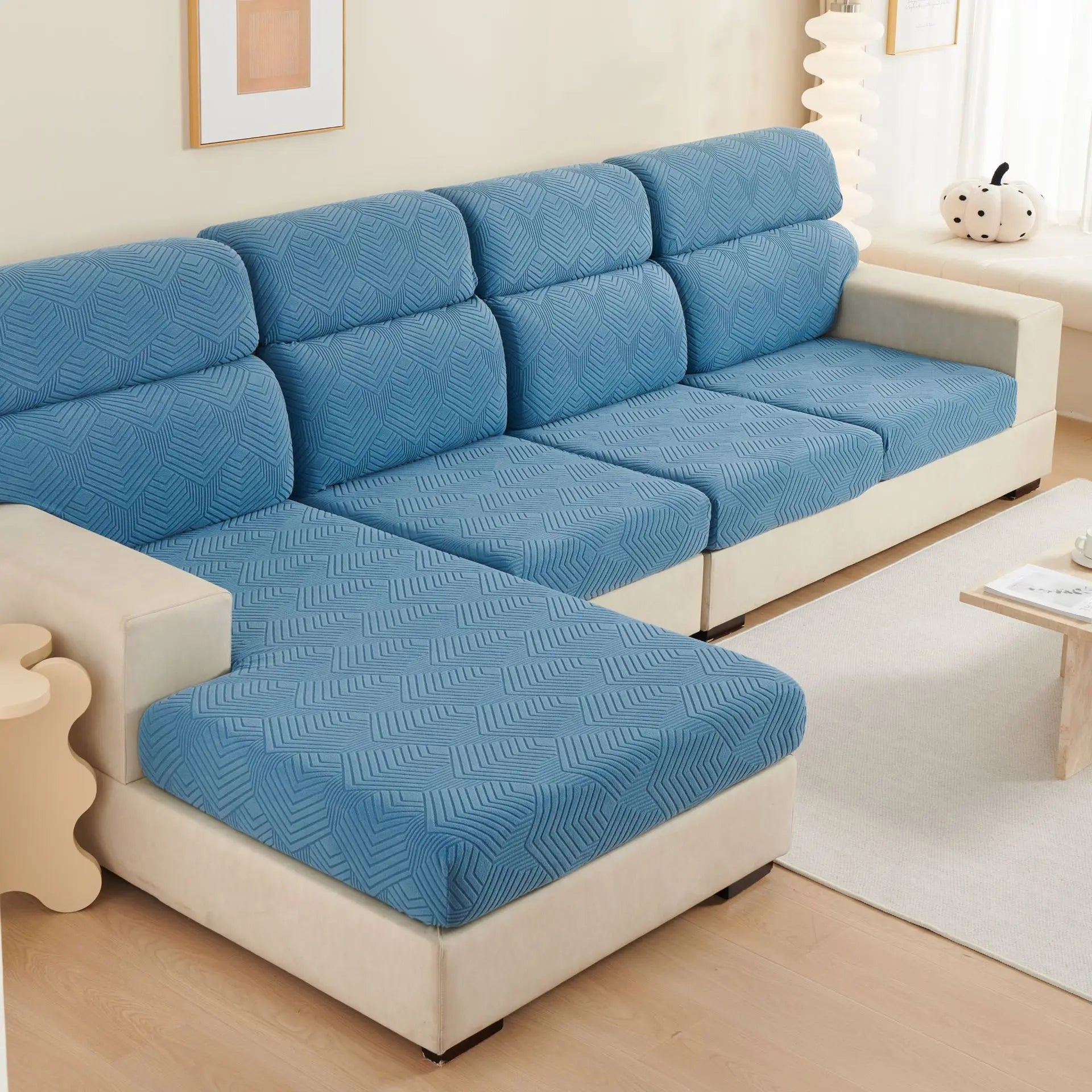 Housse Assise Velours JACQVEL Time Sofa Height Blue-Big Three L
