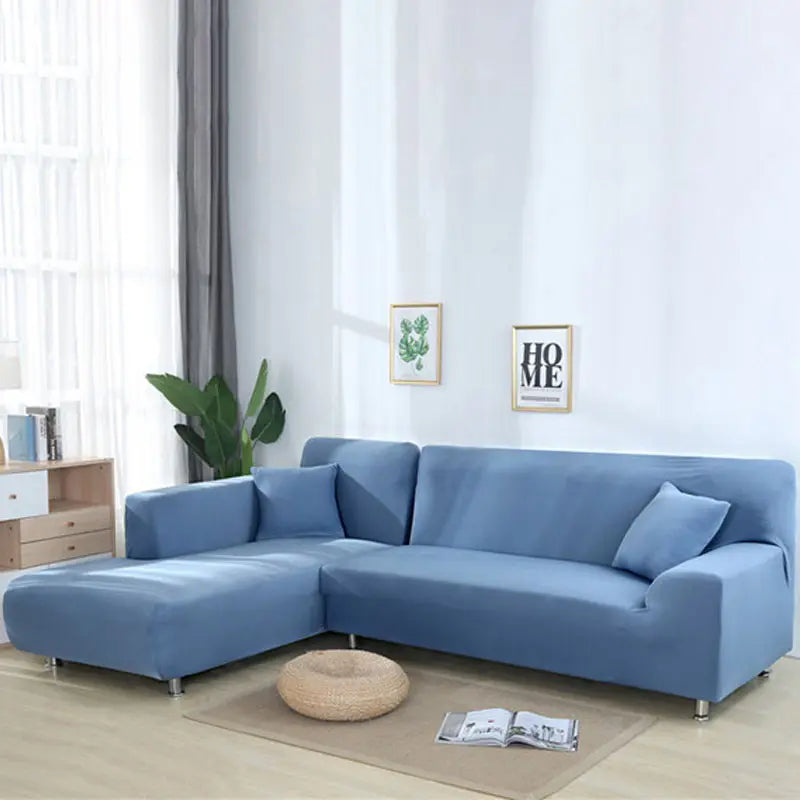 Housse Canapé Elastique L-Shape SOLARY Grey blue-A