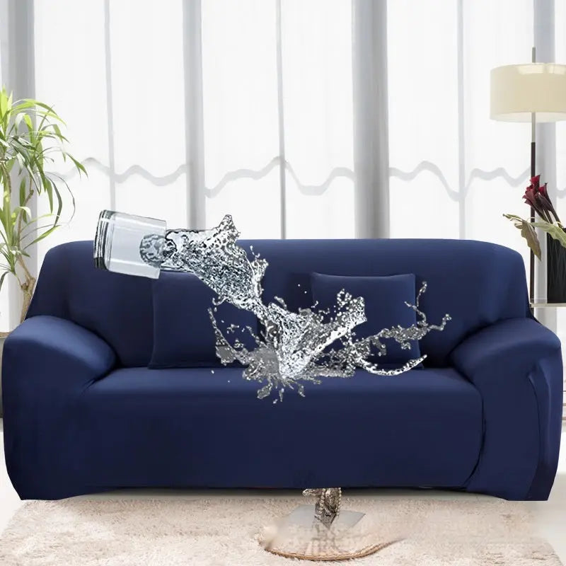Housse Canapé Élastique Prono Navy Blue-Three Sofas