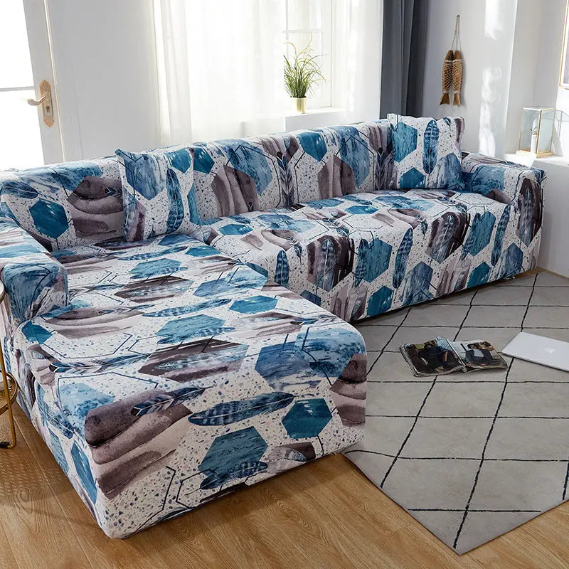 Housse Canapé Extensible ALLIVA Blue and white porcelain leave-90x140cm 1Seat