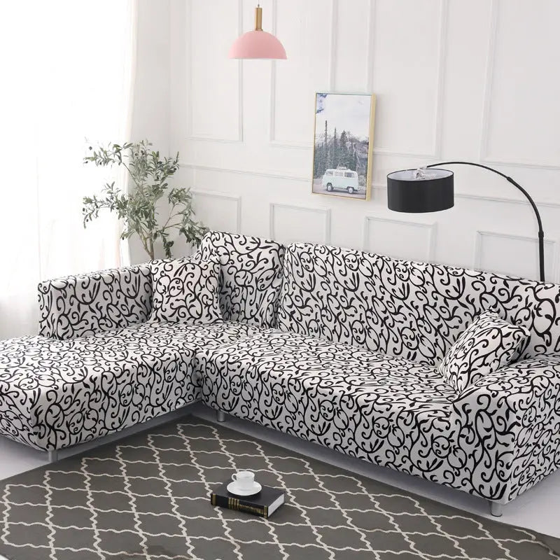 Housse Canapé Moderne FLEXI Black and White Matching-2pillowcases