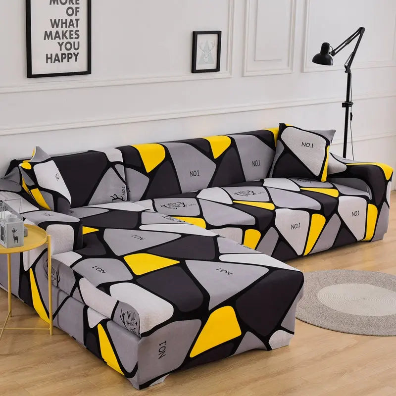 Housse Canapé Moderne NOVALUX Grey Gold Antlers-Quad 230to300