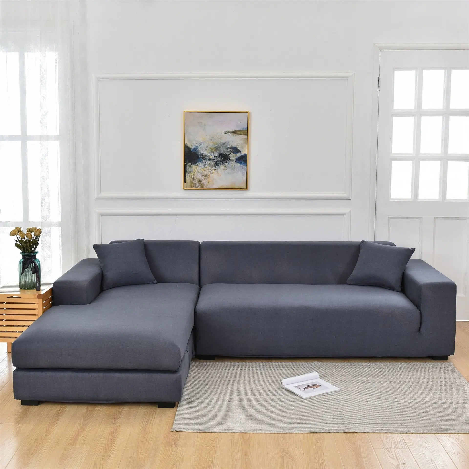 Housse Canapé Moderne SILKXO Blue Gray-Single