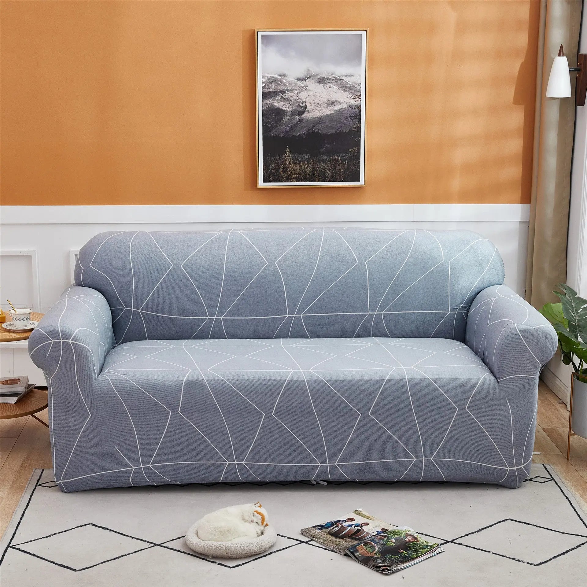 Housse Canapé Moderne SILKXO Blue Lines-Double