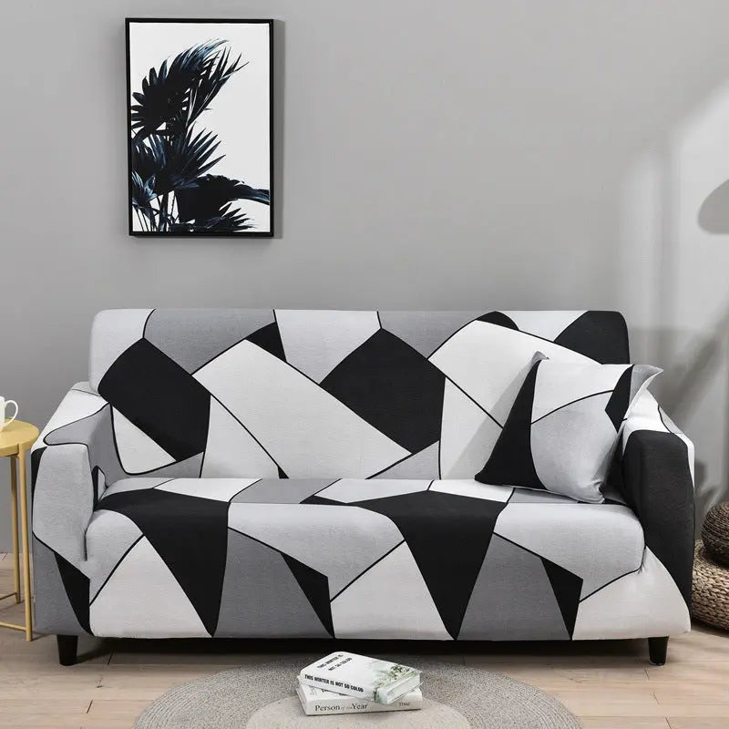 Housse Canapé Multistyle EMMA Black, White And Gray-Double Seat