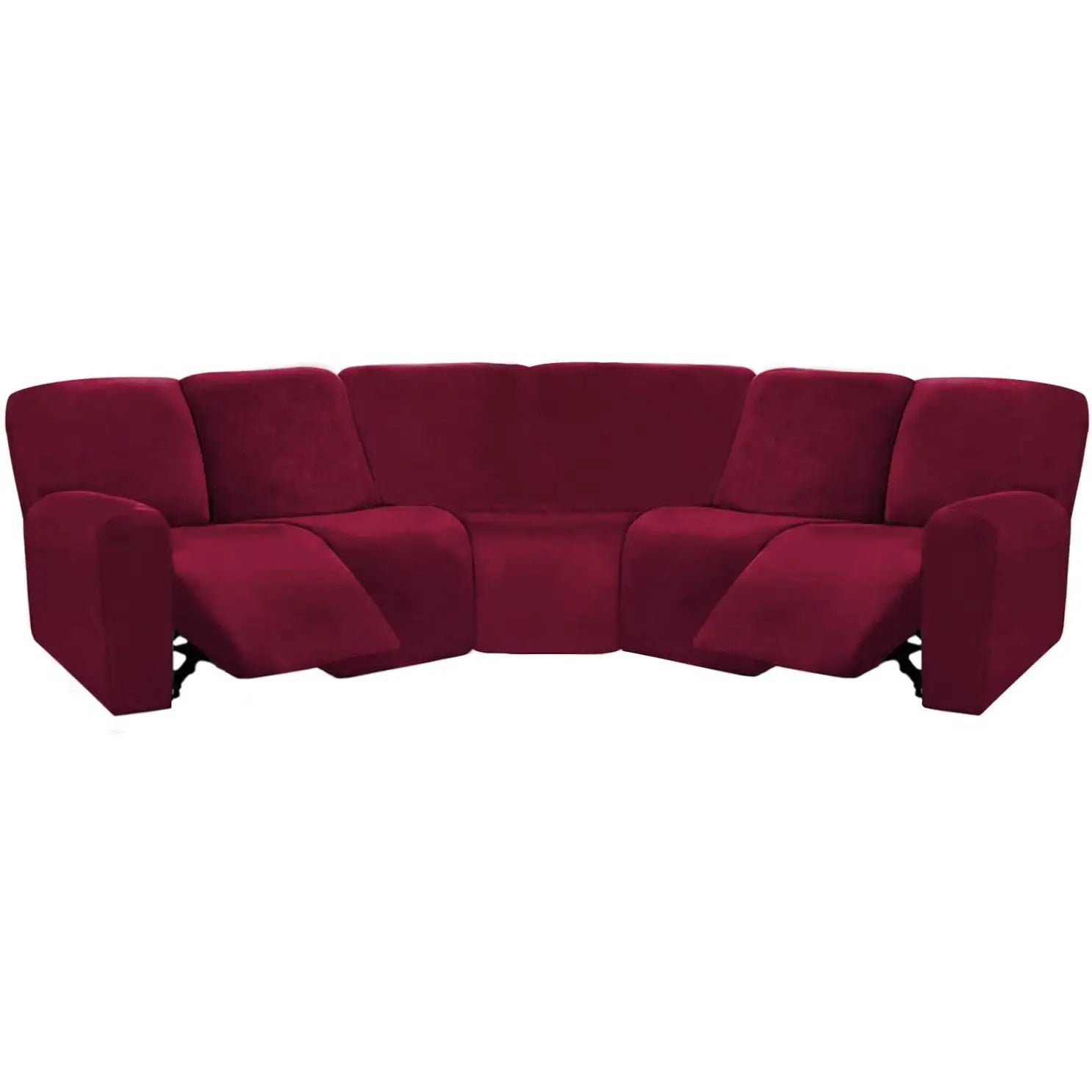 Housse Canapé Velours Moderne LUNARA Wine Red-1 Set Of Single Recliner Seat