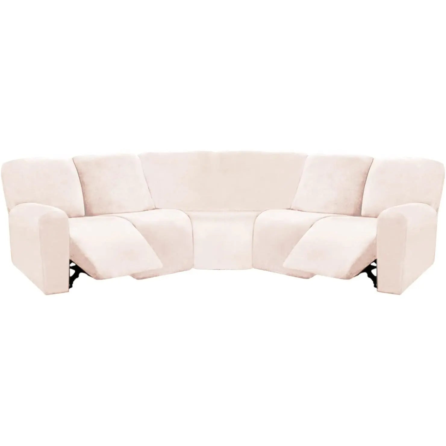 Housse Canapé Velours Moderne LUNARA Beige-1 Set Of Single Recliner Seat