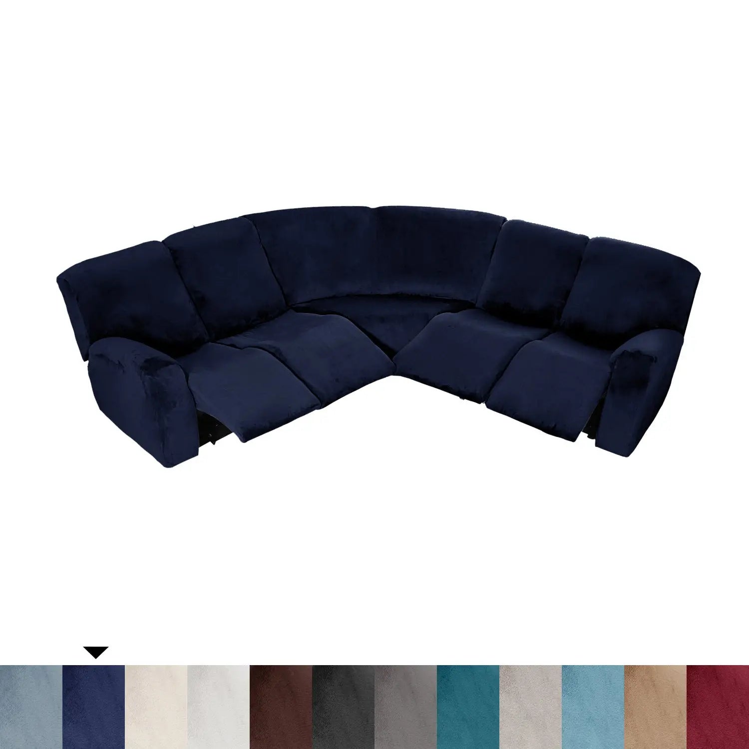 Housse Canapé Velours Moderne LUNARA Navy Blue-Single Corner 1 Piece Set