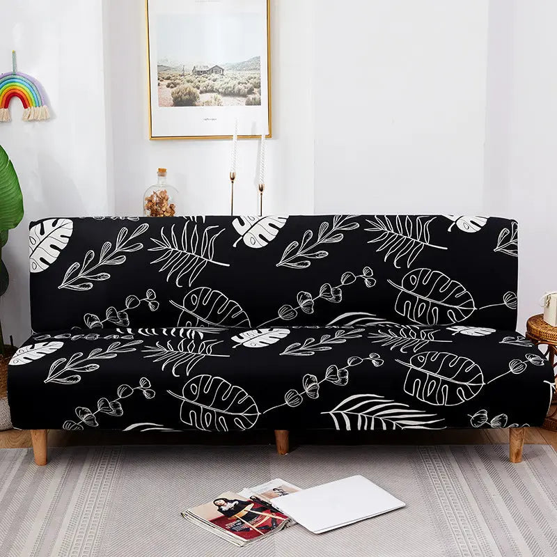 Housse Clic Clac Imprimée SOLIA Black Leaf-Sofa Cover