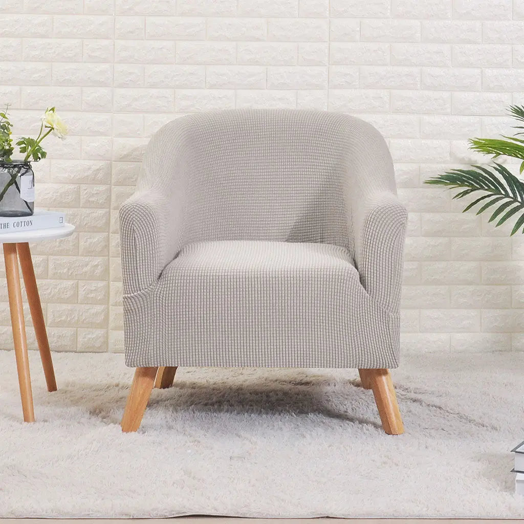 Housse Fauteuil Cabriolet Moderne SILINA Light Gray Corn-Round Sofa Cover