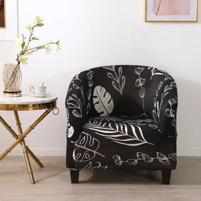Housse Fauteuil Moderne Sofax Black Leaf-Semicircle Single 65 90cm