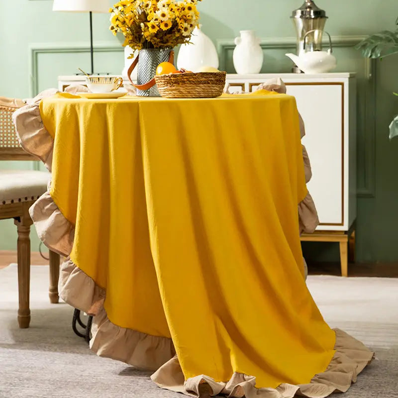 Housse Mange Debout Coton Nordique RONDAL Yellowbeige ruffle-140x160