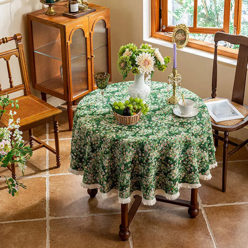 Housse Mange Debout Jacquard Éthérée Small Green Flowers-150CM