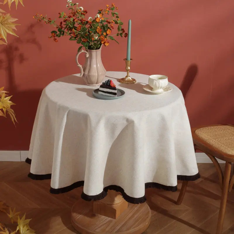 Housse Mange Debout Lin Tissé ÉLENDRA Bamboo Hemp Coffee Secret Su-120cm Round