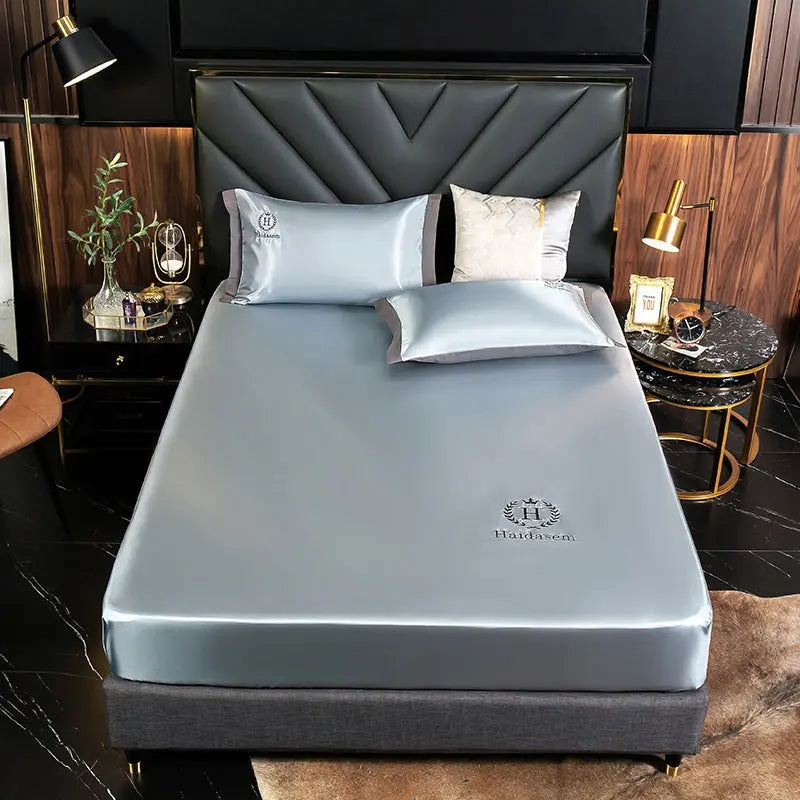 Housse Matelas Bambou Embroidery NOVILO Blue gray-1.2M