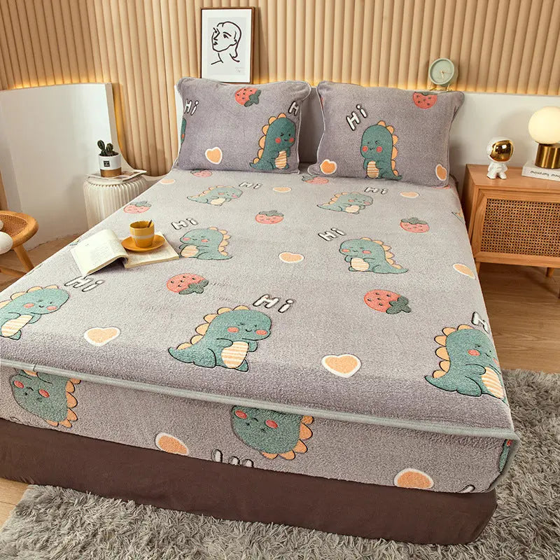 Housse Matelas Velours Anti-glisse BLOSSOM Dinosaur-180x220cm