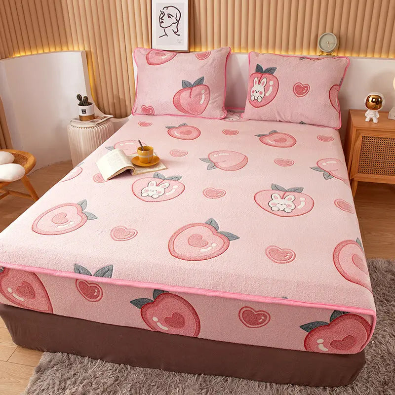 Housse Matelas Velours Anti-glisse BLOSSOM Peach-150x200cm