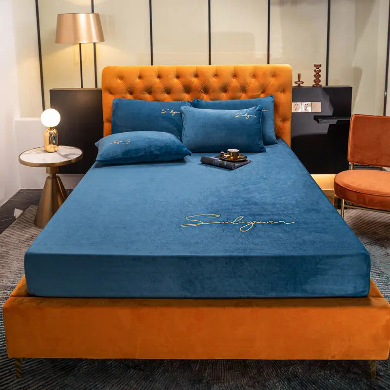 Housse Matelas Velours Moderne VELAVIA Light Blue-180x200cm