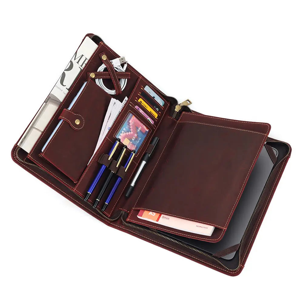 Housse Ordinateur Cuir Luxe PROLINE Crazy Horse Leather Red