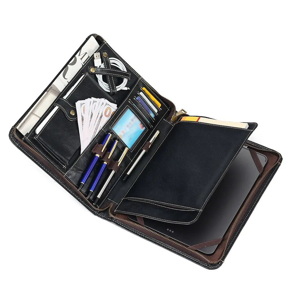 Housse Ordinateur Cuir Luxe PROLINE Plant Tanned Leather Black