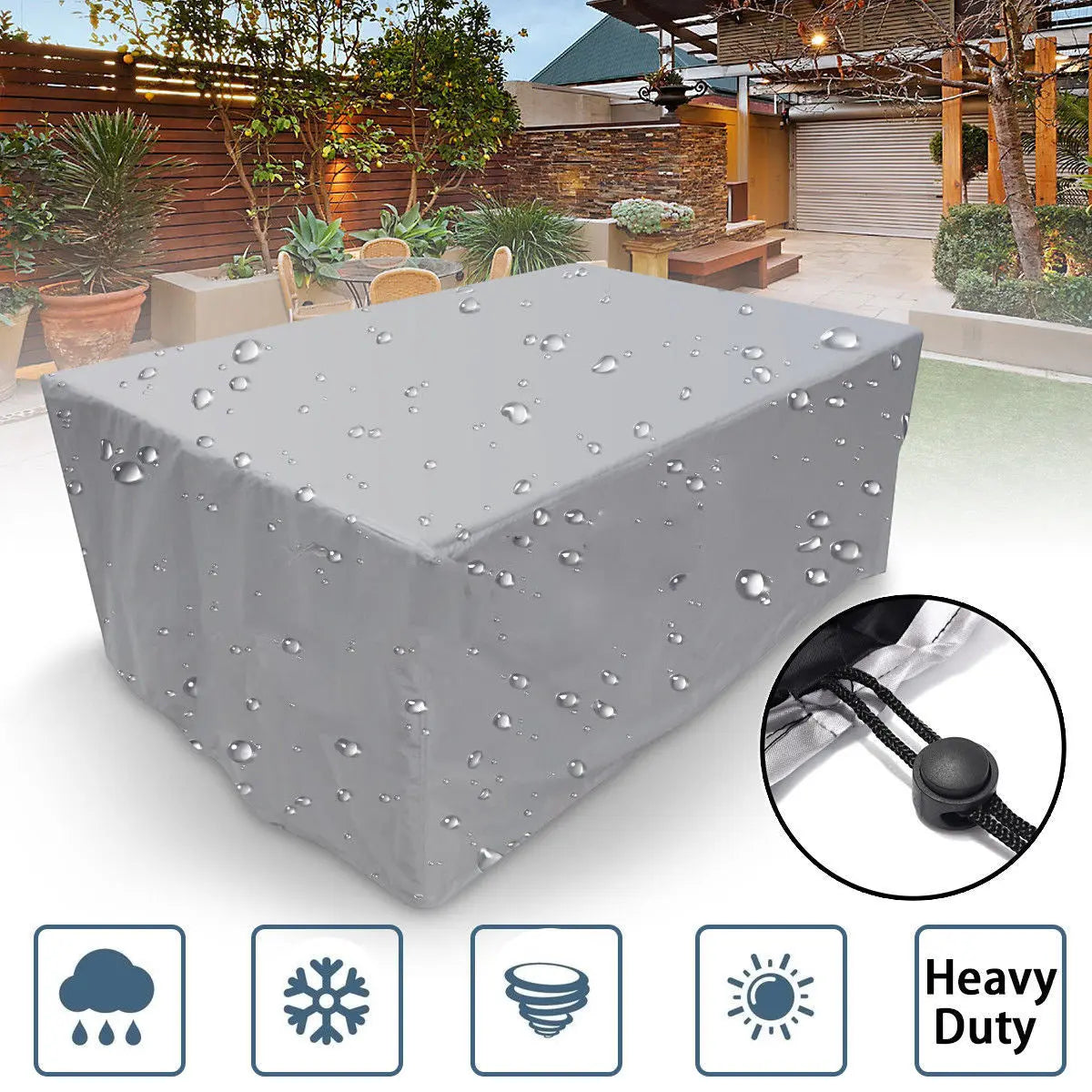 Housse Pour Table Jardin Impermeable NOVIRIA Siliver-135x135x75cm