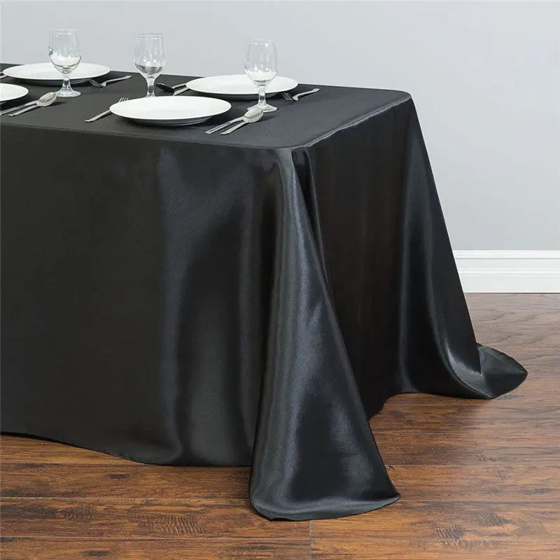 Housse Pour Table Satinée Événementielle SATINA Black-145x145cm