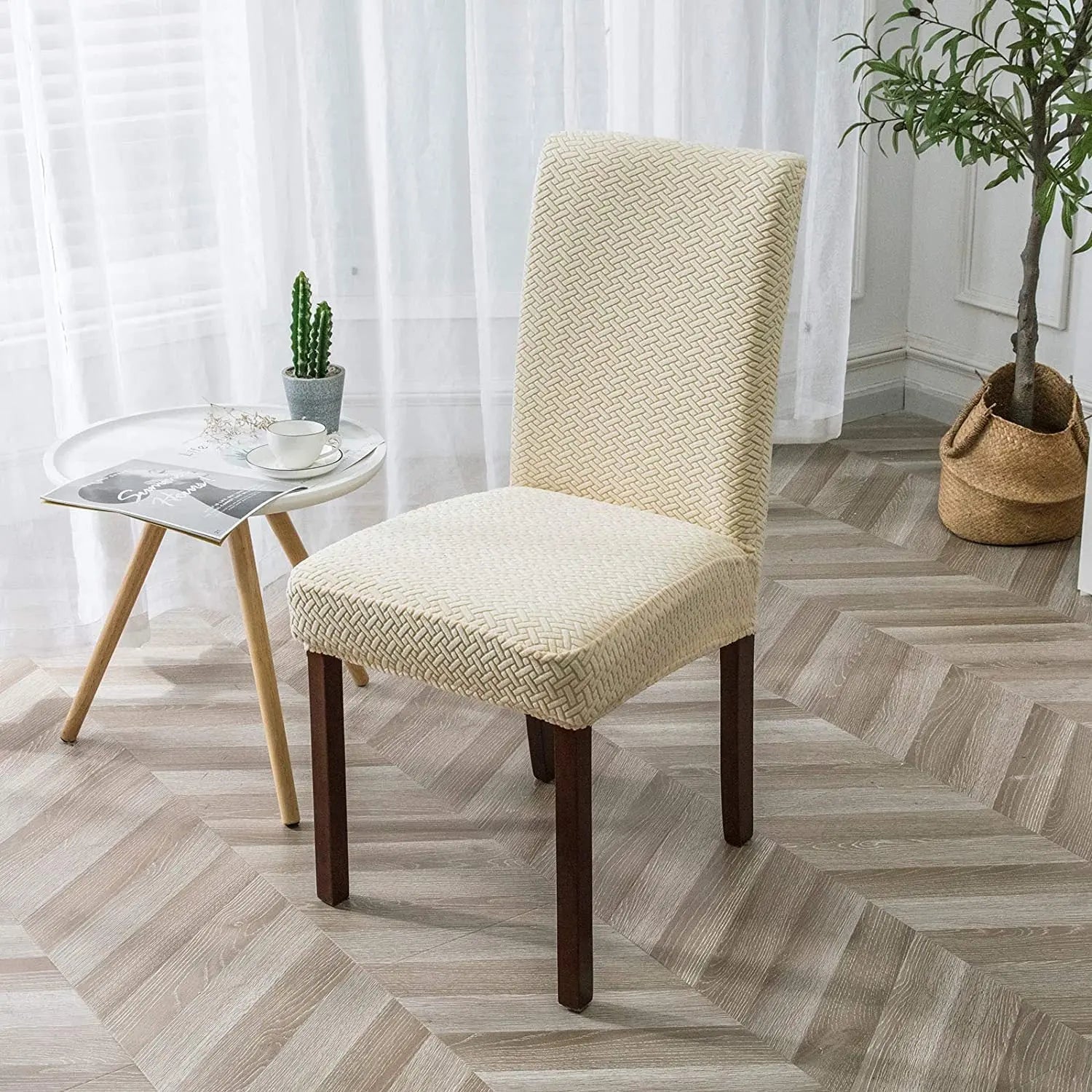 Housse Protection Chaise Jacquard LUMINA Beige-M