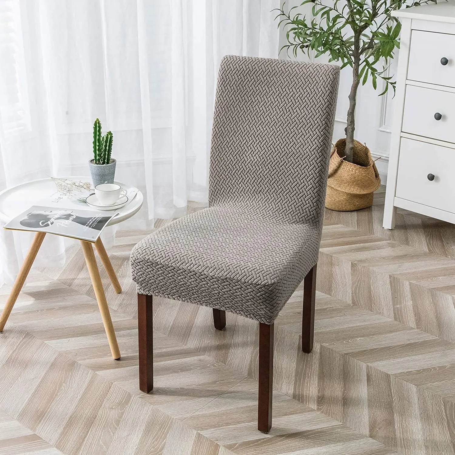 Housse Protection Chaise Jacquard LUMINA Taupe-M