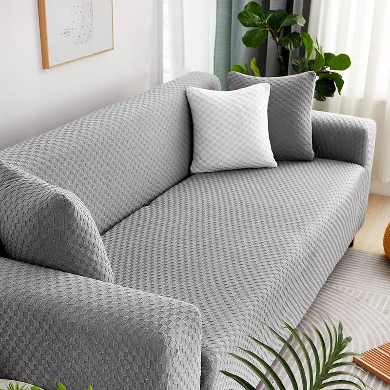 Housse Soderhamn Polyester Moderne VELINA Light grey grid-Double size