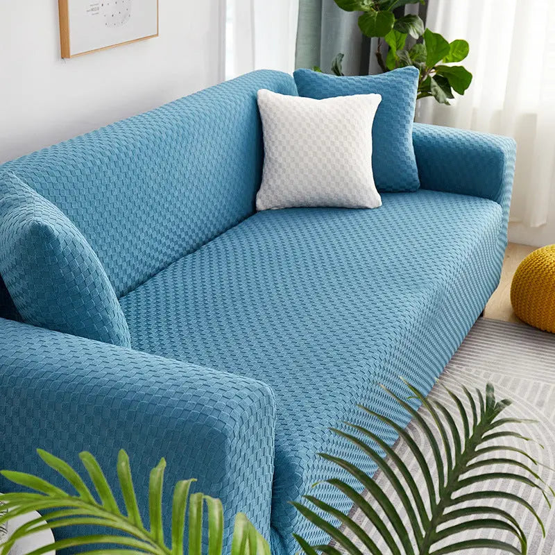 Housse Soderhamn Polyester Moderne VELINA Lake blue grid-Triple size