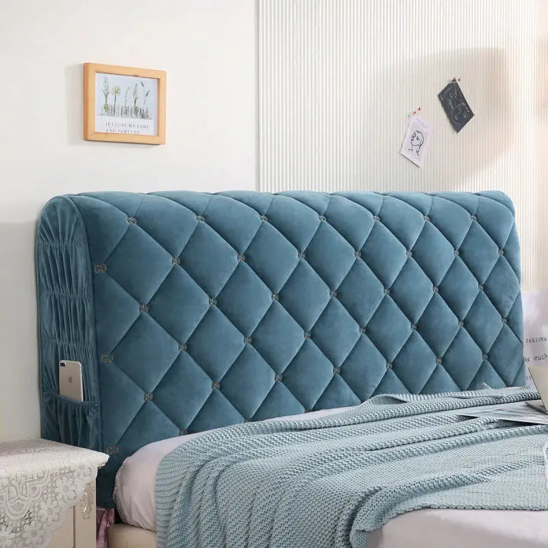 Housse Tête de Lit Velours Élégance VELANO Lake blue-2.2m