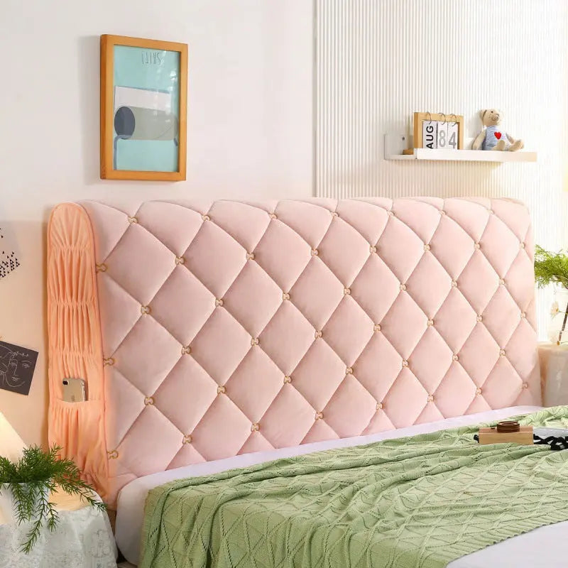 Housse Tête de Lit Velours Élégance VELANO Pink jade-2.1m