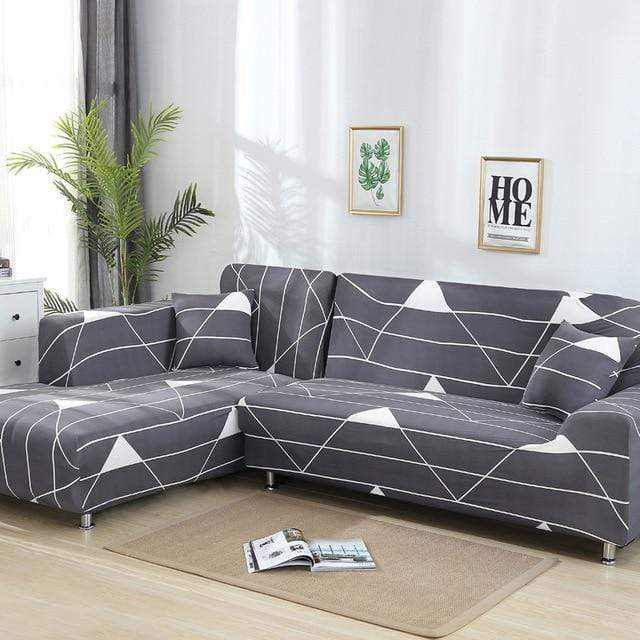 Housse canapé extensible GRIS BLANC - Housse De France