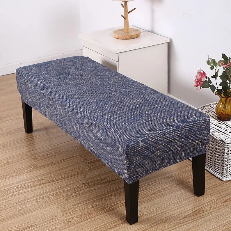 Housse de Banquette Extensible HEXA Imitation Burlap Texture Blue-75 × 85 × 30cm