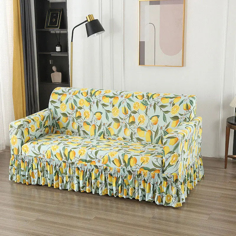 Housse de Canapé Universelle QUOVA Green Leaf Lemon-Single Size 90 140cm