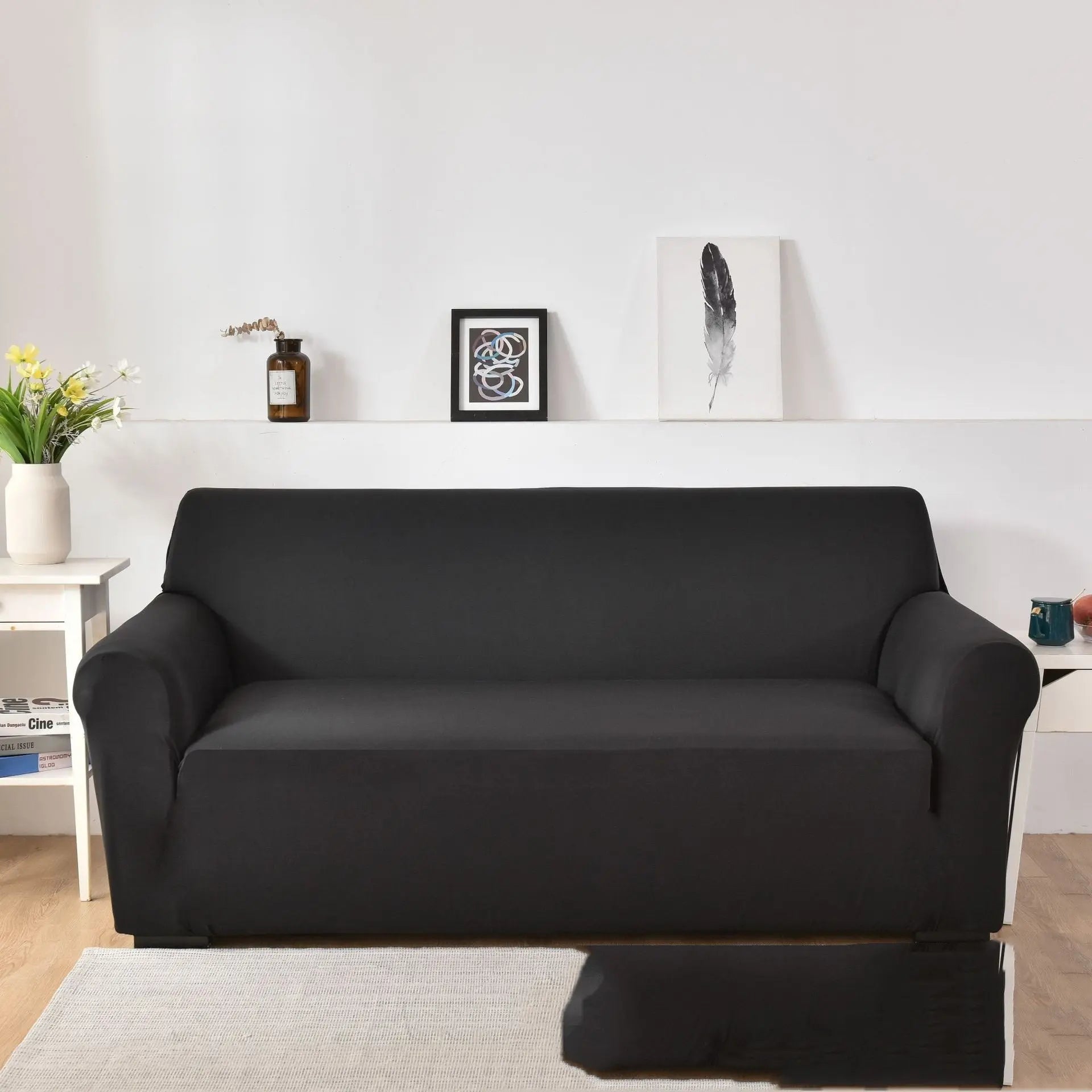 Housse de Canapé Anti-dérapant LIVARO Black-Single
