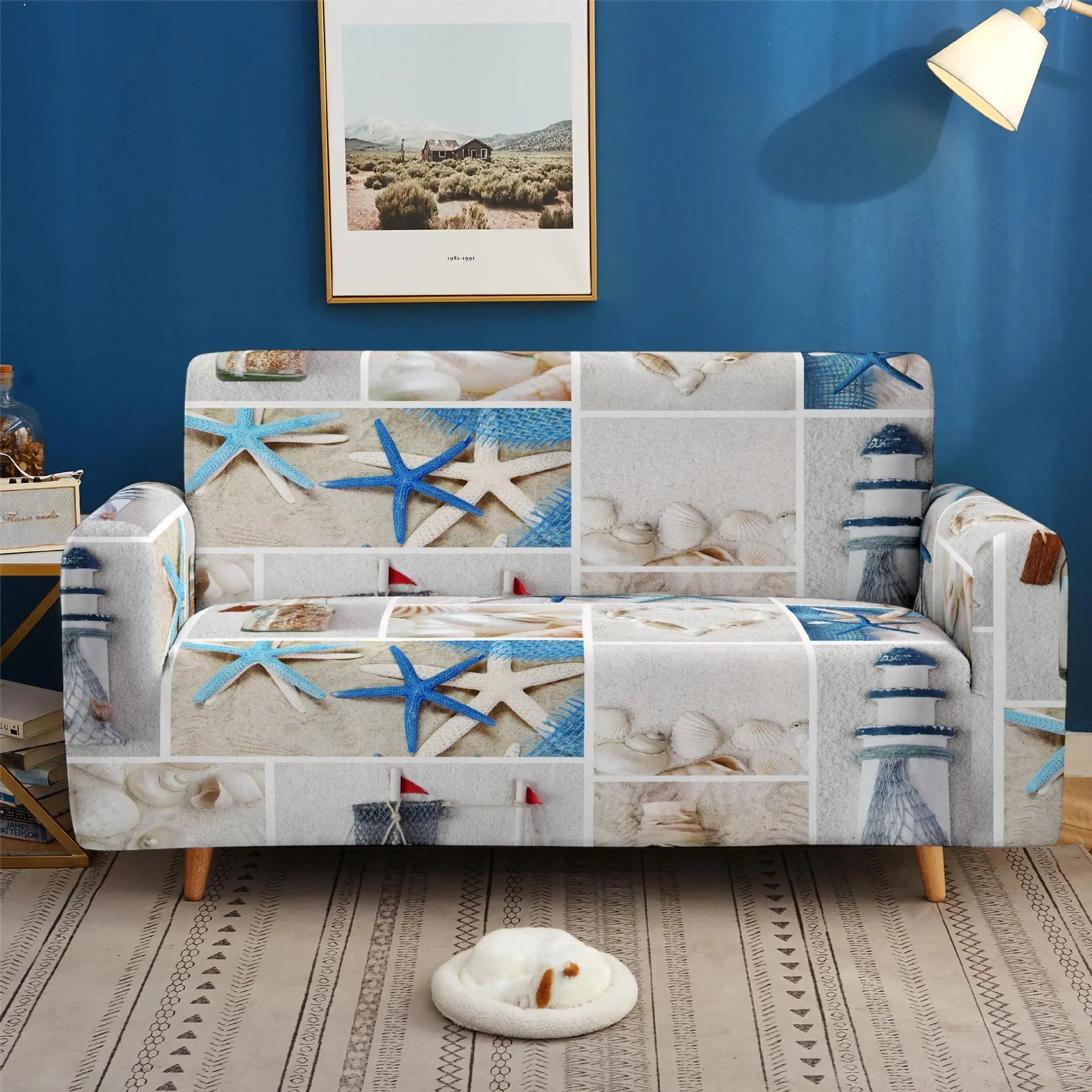 Housse de Canapé Élastique Ocean WAVES AGW 31-235x300cm Four Seat
