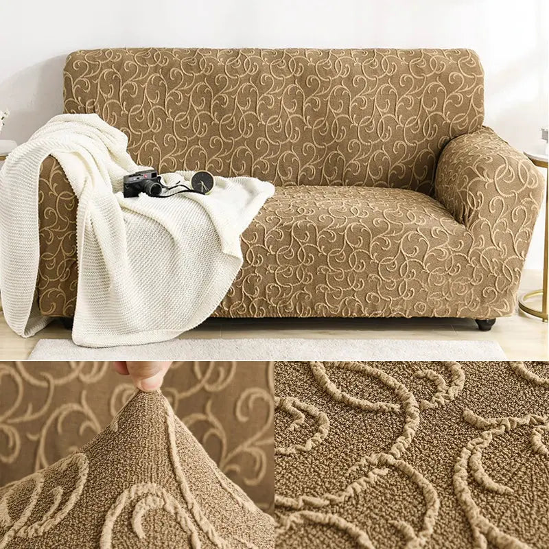 Housse de Canapé Élastique STELYA Relief Khaki-190to230cm