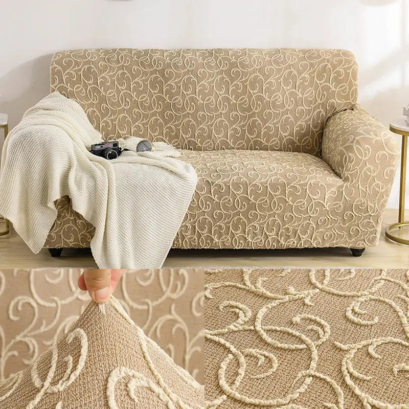 Housse de Canapé Élastique STELYA Relief Beige-190to230cm
