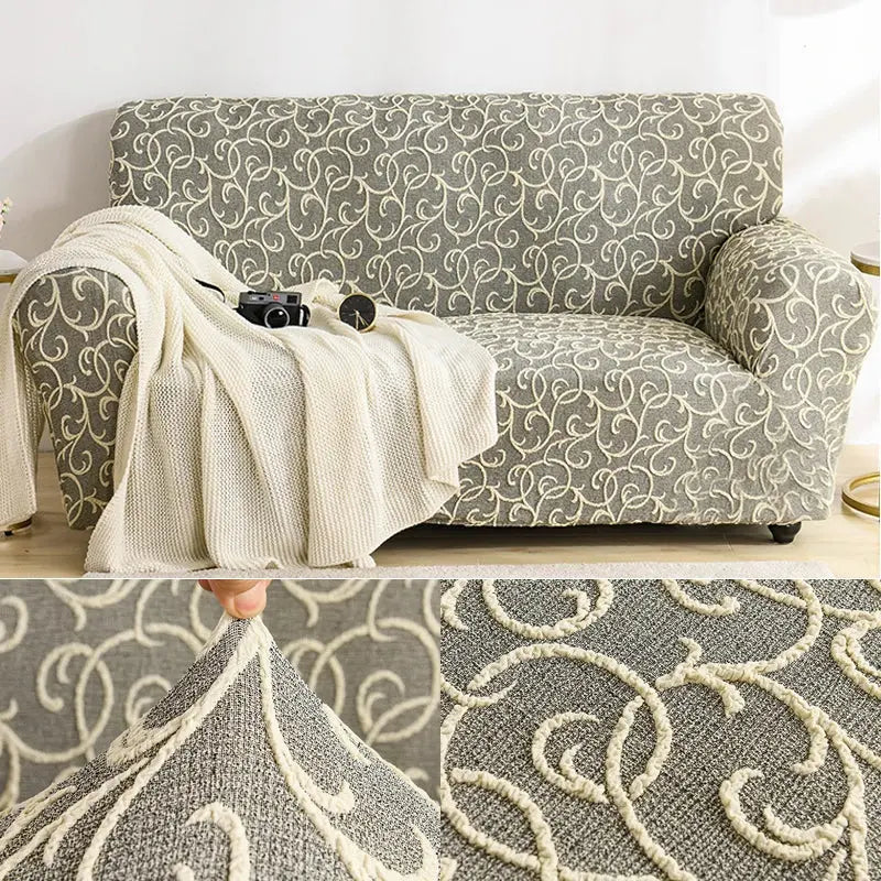 Housse de Canapé Élastique STELYA Relief Milk Coffee-235to310cm