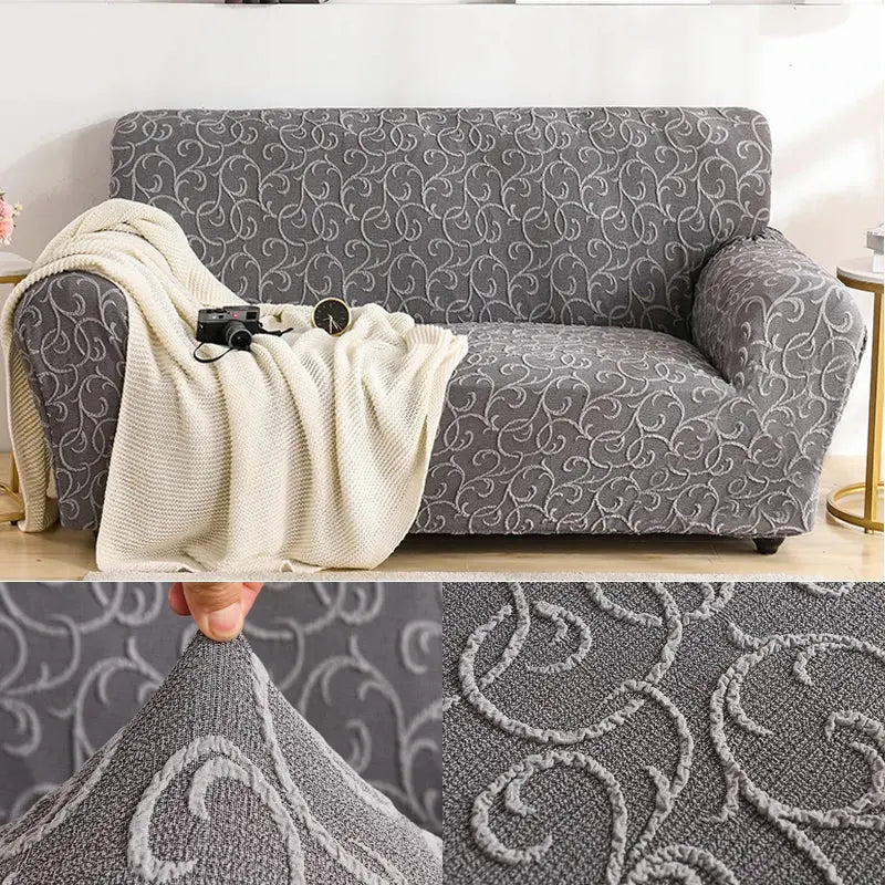 Housse de Canapé Élastique STELYA Relief Elegant Gray-90to140cm