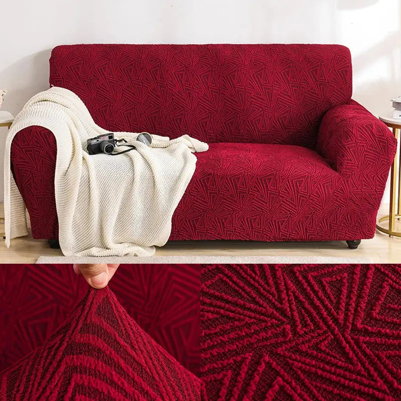 Housse de Canapé Élastique STELYA Relief Rouge-190to230cm