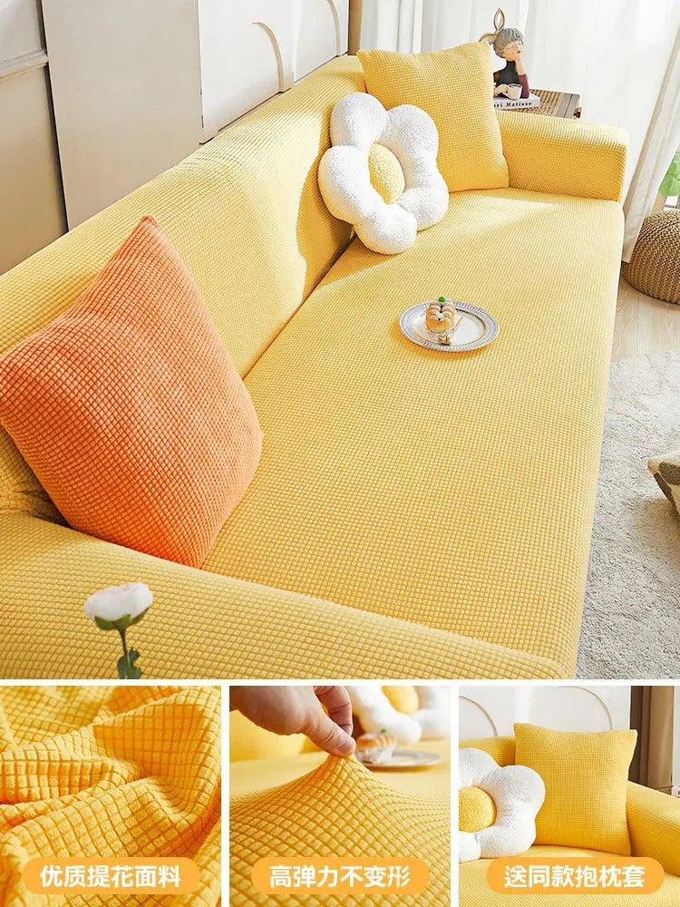 Housse de Canapé Extensible CraftedEN Bright Yellow-XL 4 Person