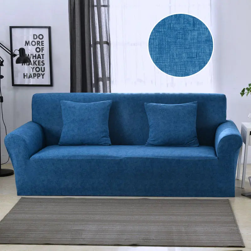 Housse de Canapé Moderne ARLEEN Linen pattern dark blue-Three people