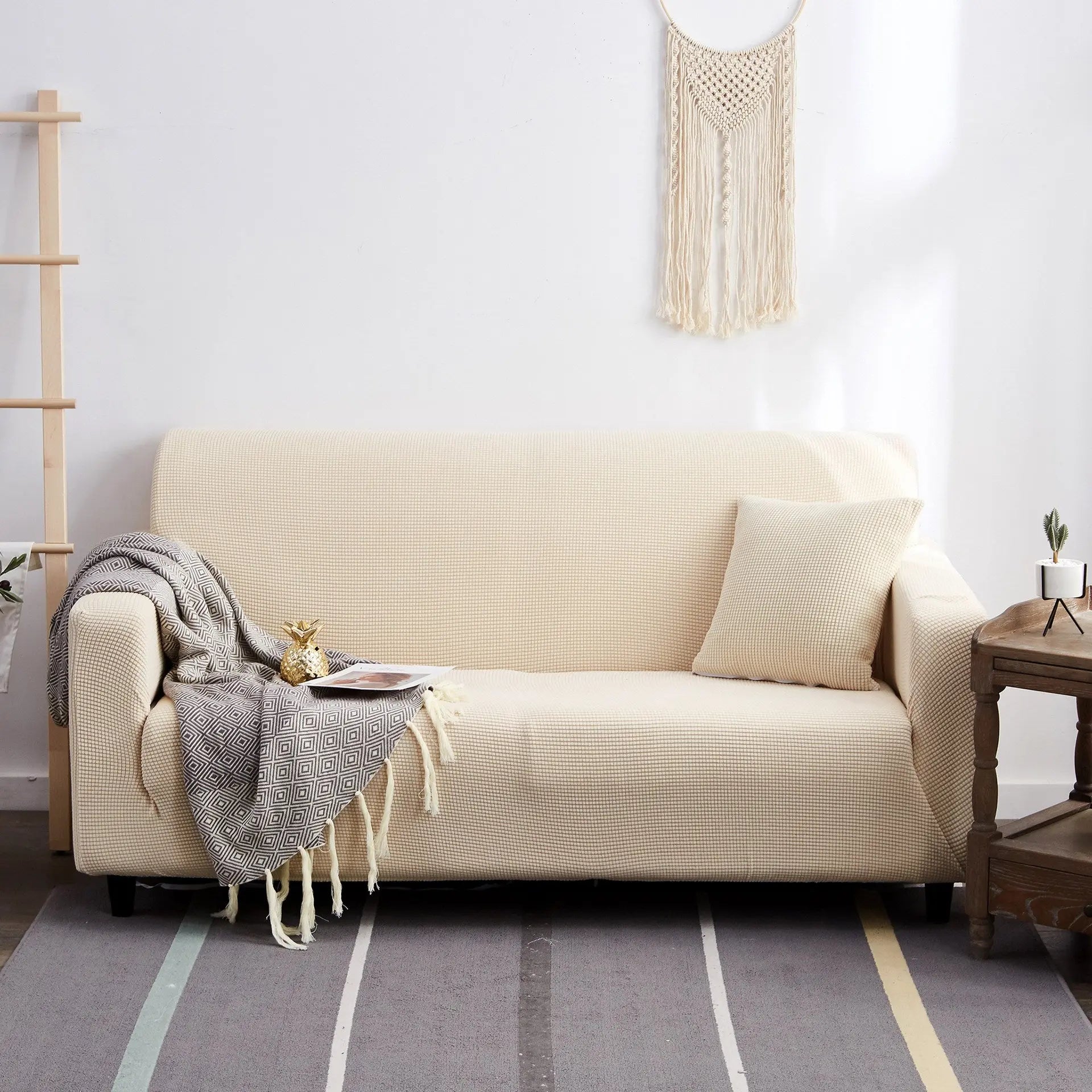 Housse de Canapé Polaire ELIXIR Beige-190to230cm