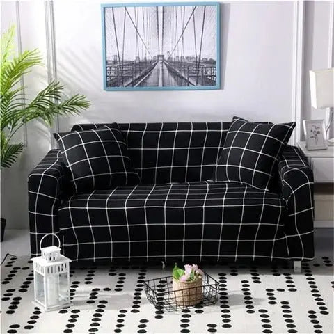 Housse de Canapé Universelle KALEYA Black grid-Four person