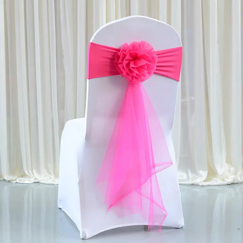Housse de Chaise Mariage Élastique FLEURYA Rose Red