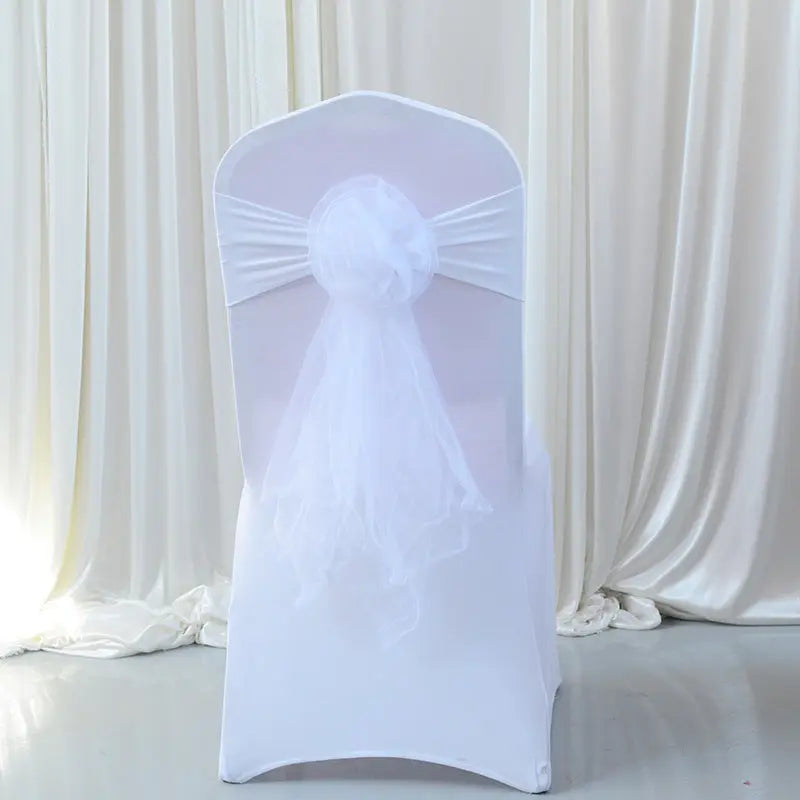 Housse de Chaise Mariage Élastique FLEURYA Pure white